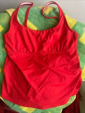 Lands' End Red Swim Top with Built-In Underwire Bra